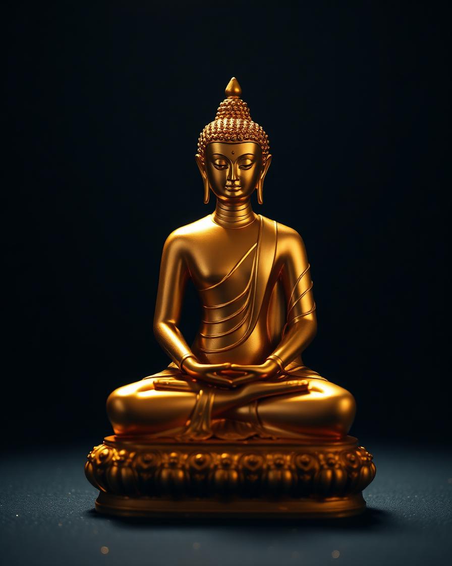 Golden Buddha statue in meditation